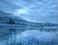 Winter am See, Acryl auf Holz, 2007